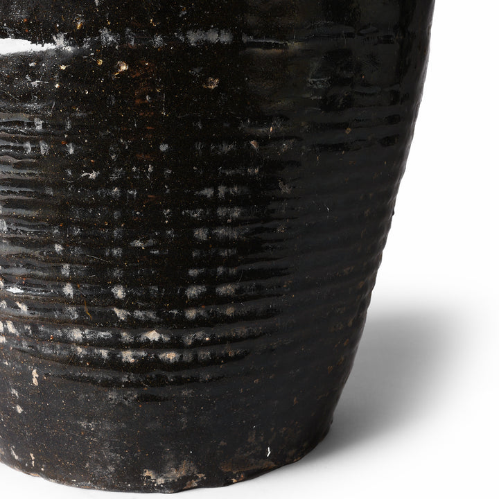 Detail From Antique Black Glazed Terracotta Storage Jar From Peking  | Indigo Antiques