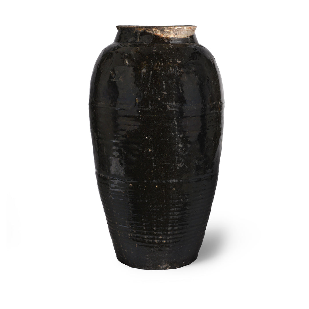 Antique Black Glazed Terracotta Storage Jar From Peking  | Indigo Antiques