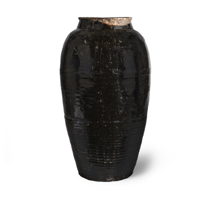 Antique Black Glazed Terracotta Storage Jar From Peking  | Indigo Antiques