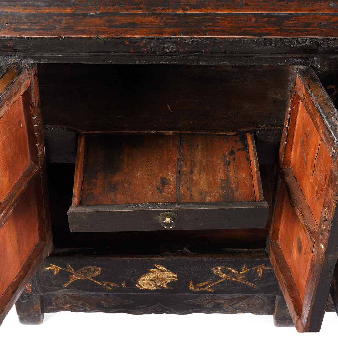 Interior Of Antique Black Lacquer Sideboard From Shanxi | Indigo Antiques