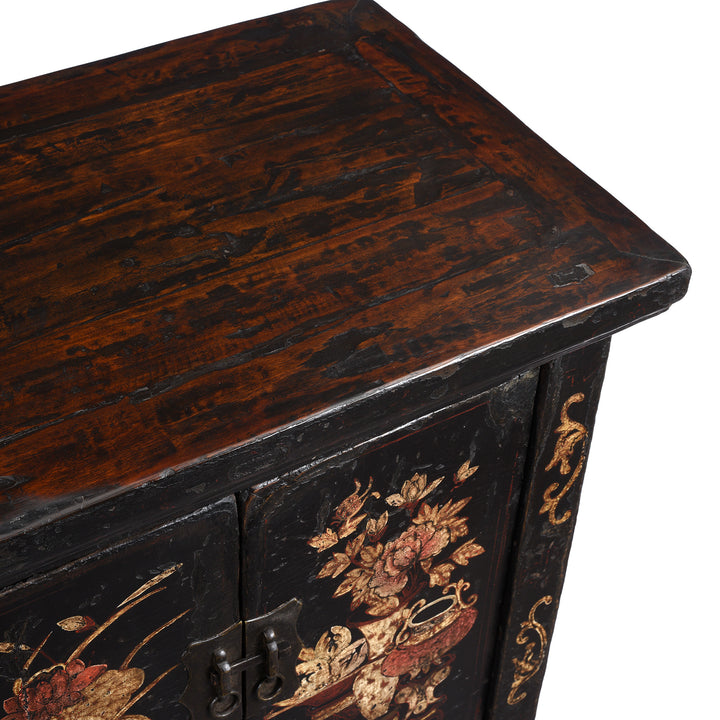 Top Detail From Antique Black Lacquer Sideboard From Shanxi | Indigo Antiques