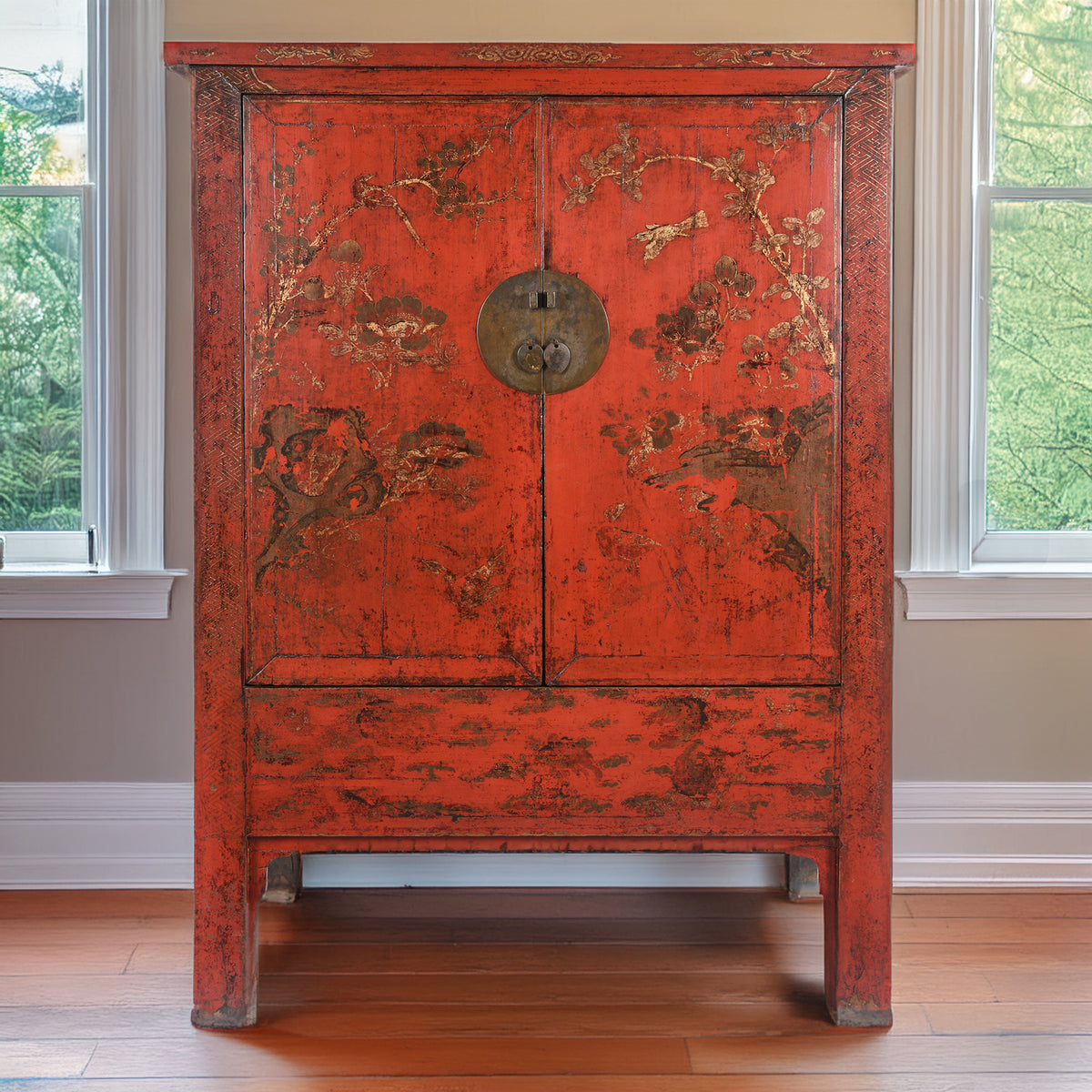 Red Lacquer Wedding Cabinet - 19thC | Indigo Antiques
