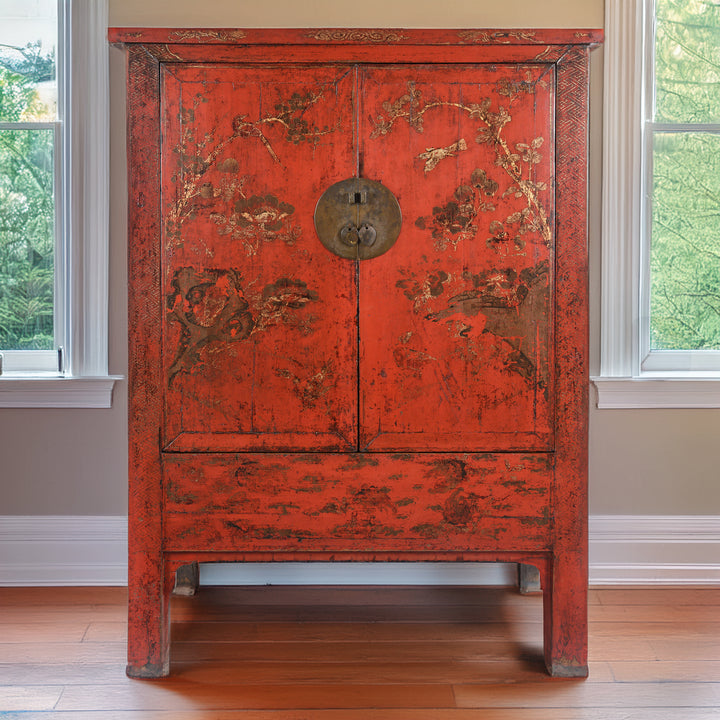 Red Lacquer Wedding Cabinet - 19thC | Indigo Antiques