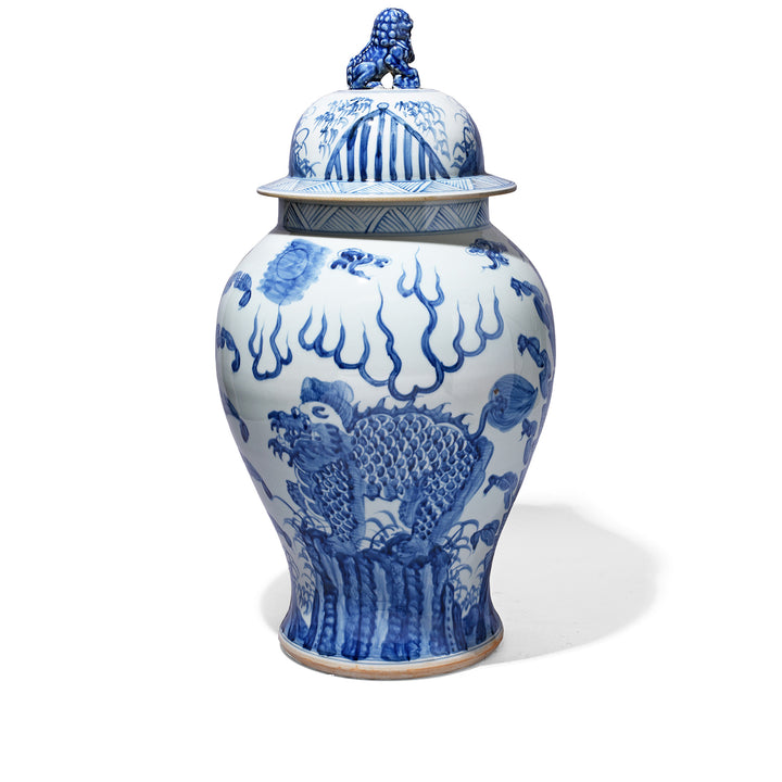Small Small Blue & White Porcelain Temple Jar - Qilin Design | Indigo Antiques
