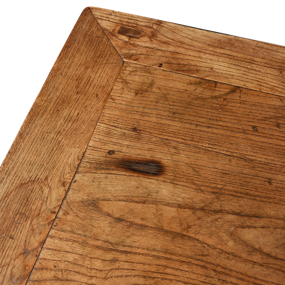 Top COrner Detail From Antique Elm Side Cabinet From Shanxi | Indigo Antiques
