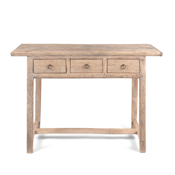 Three Drawer Farmhouse Console Table With Drawers - 19th Century