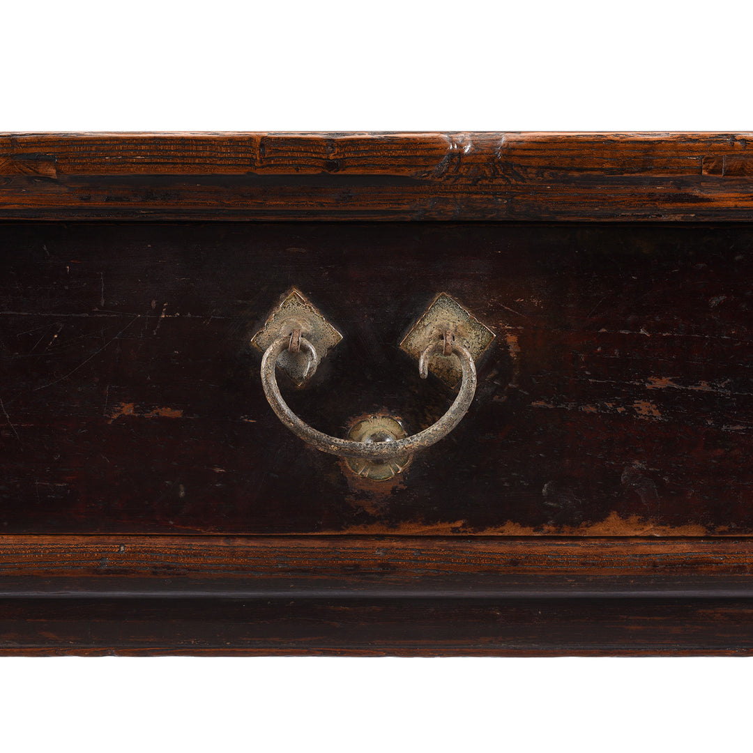 Antique Brass hardware Detail on an Antique Chinese Drawer Half Table From Shanxi | Indigo Antiques