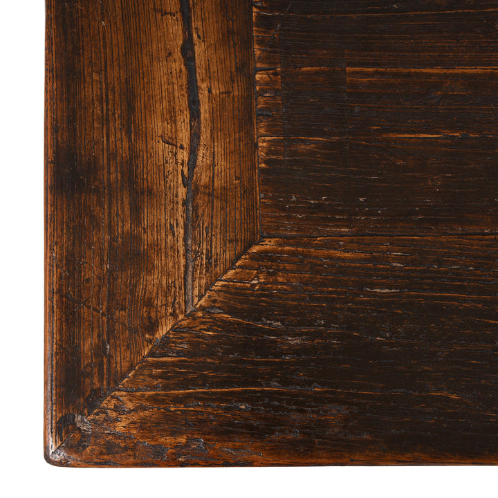 Corner Detail from a Yumu Northern Elm Antique Chinese Half Table From Shanxi | Indigo Antiques
