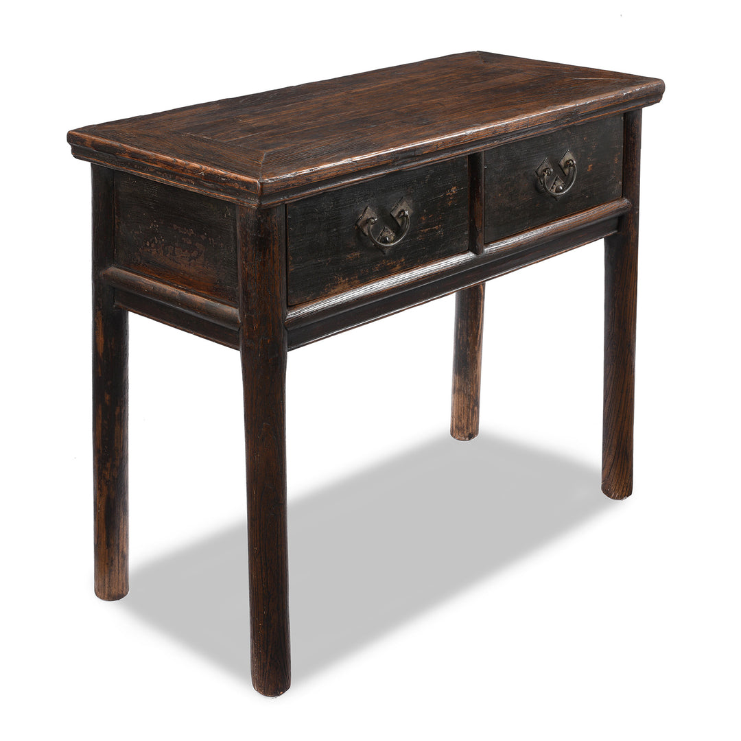 Angled VIew Of Antique Chinese Drawer Half Table From Shanxi | Indigo Antiques