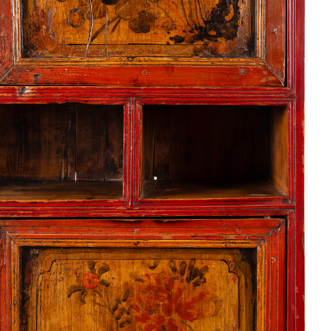 Compartment Detail From Antique Painted Mongolian Storage Cabinet | Indigo Antiques