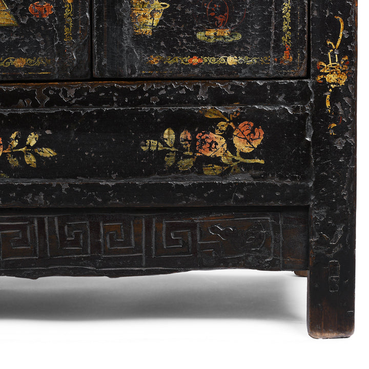 Leg And Kickboard Carving From Antique Chinese Black Lacquer Sideboard From Shanxi | Indigo Antiques