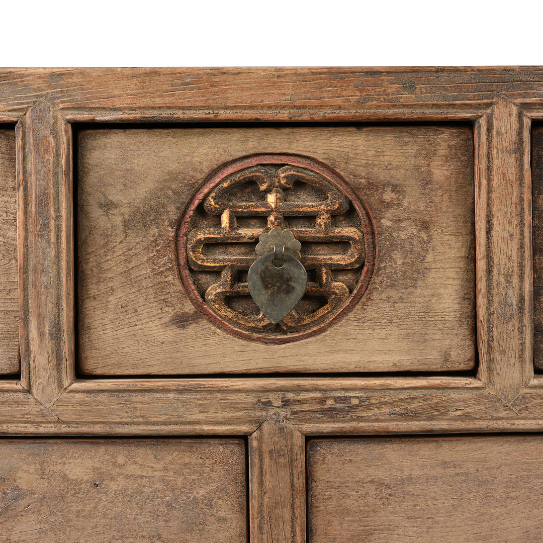  Detail From Antique Carved Elm Coffer Table From Shanxi Province - 19th Century | Indigo Antiques