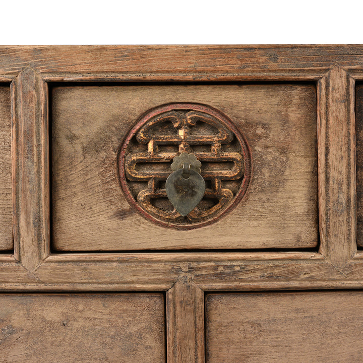  Detail From Antique Carved Elm Coffer Table From Shanxi Province - 19th Century | Indigo Antiques