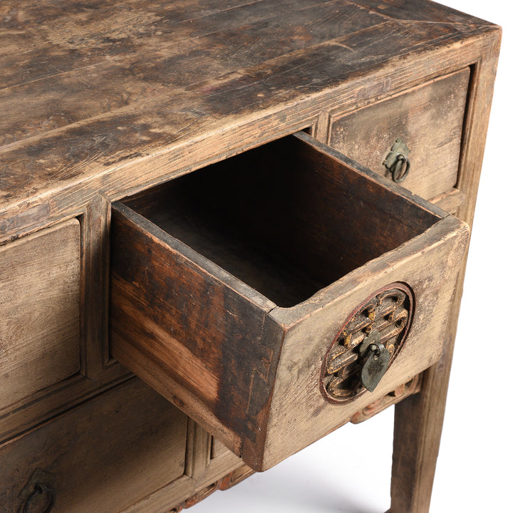 Drawer Detail From Antique Carved Elm Coffer Table From Shanxi Province - 19th Century | Indigo Antiques
