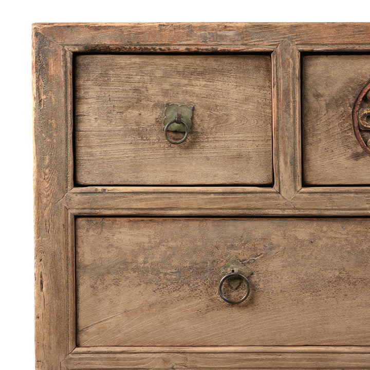 Corner Detail From Antique Carved Elm Coffer Table From Shanxi Province - 19th Century | Indigo Antiques