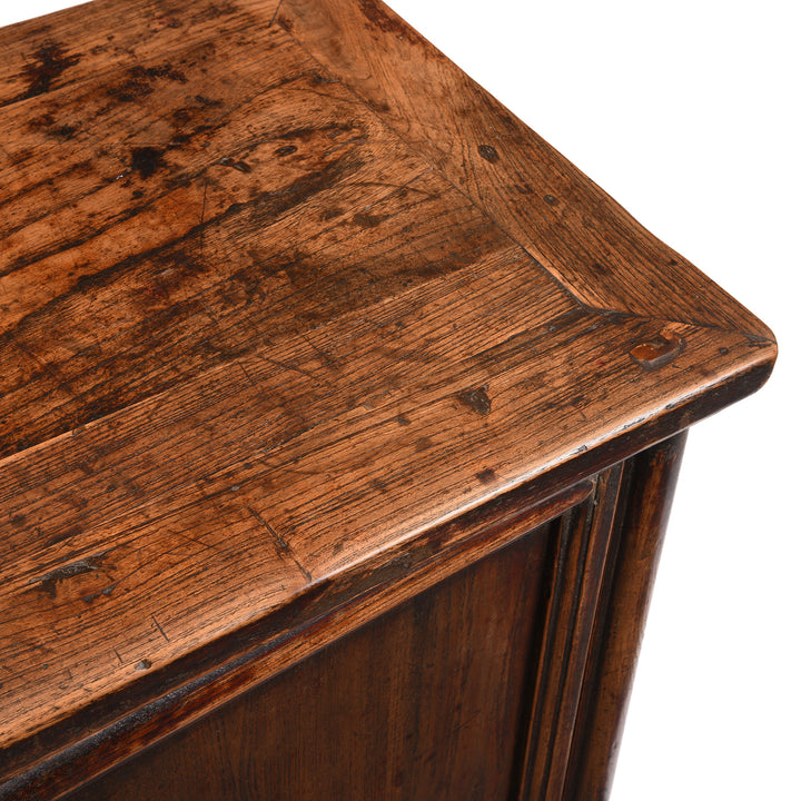 Top Detail From Antique Ming Style Elm Side Cabinet From Shanxi | Indigo Antiques