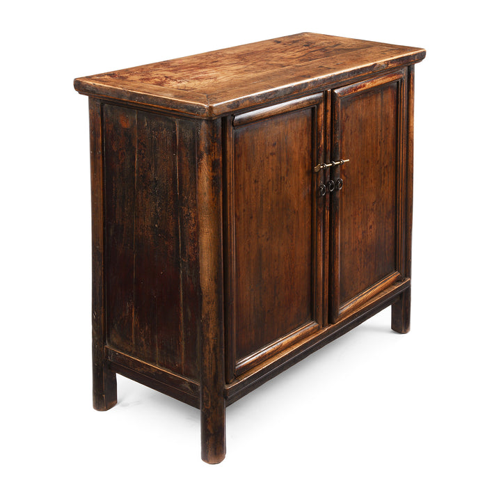 Angled View Of Antique Ming Style Elm Side Cabinet From Shanxi | Indigo Antiques