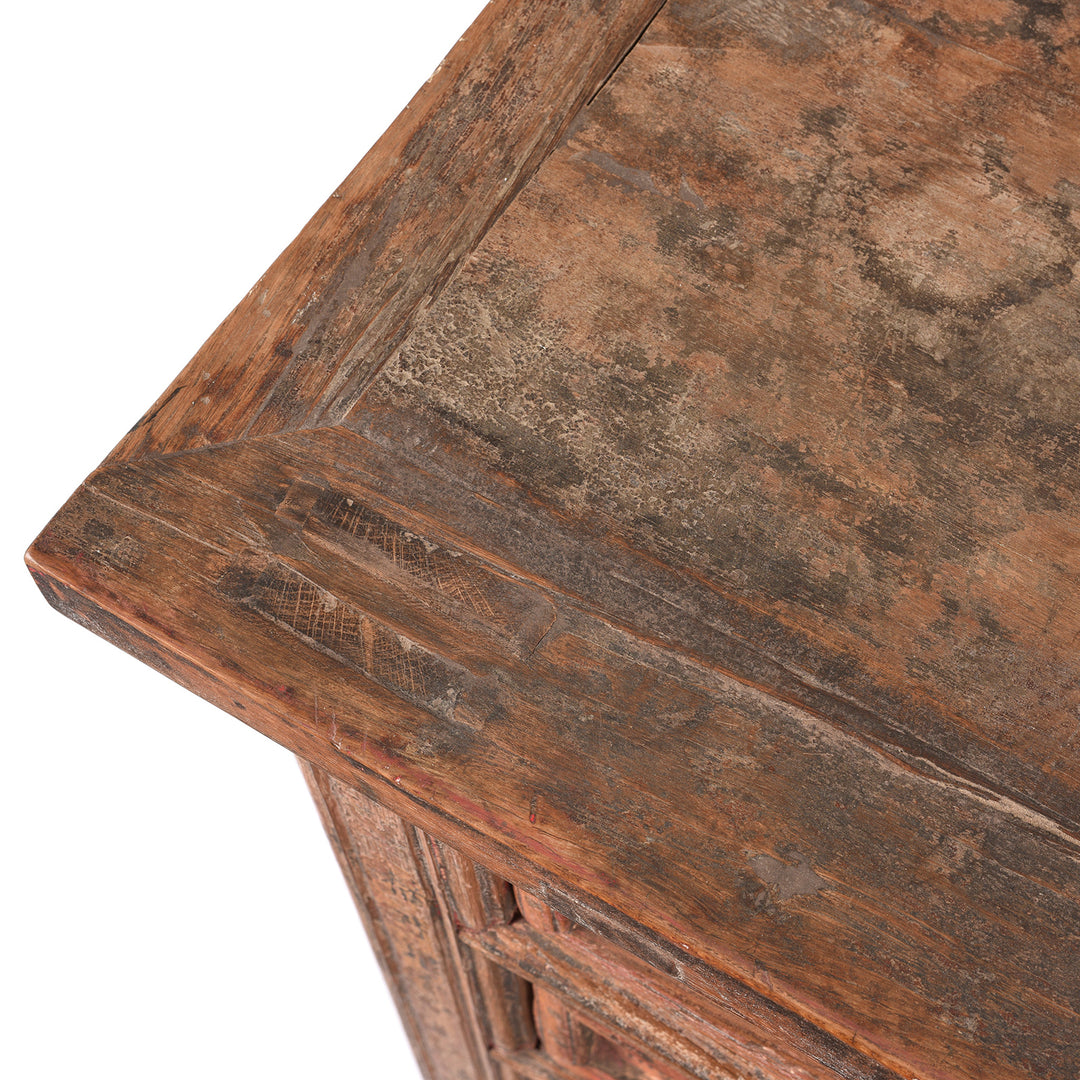 Top Corner Detail From Antique Painted Apothecary Chest From Shanxi Province - 19th Century | Indigo Antiques