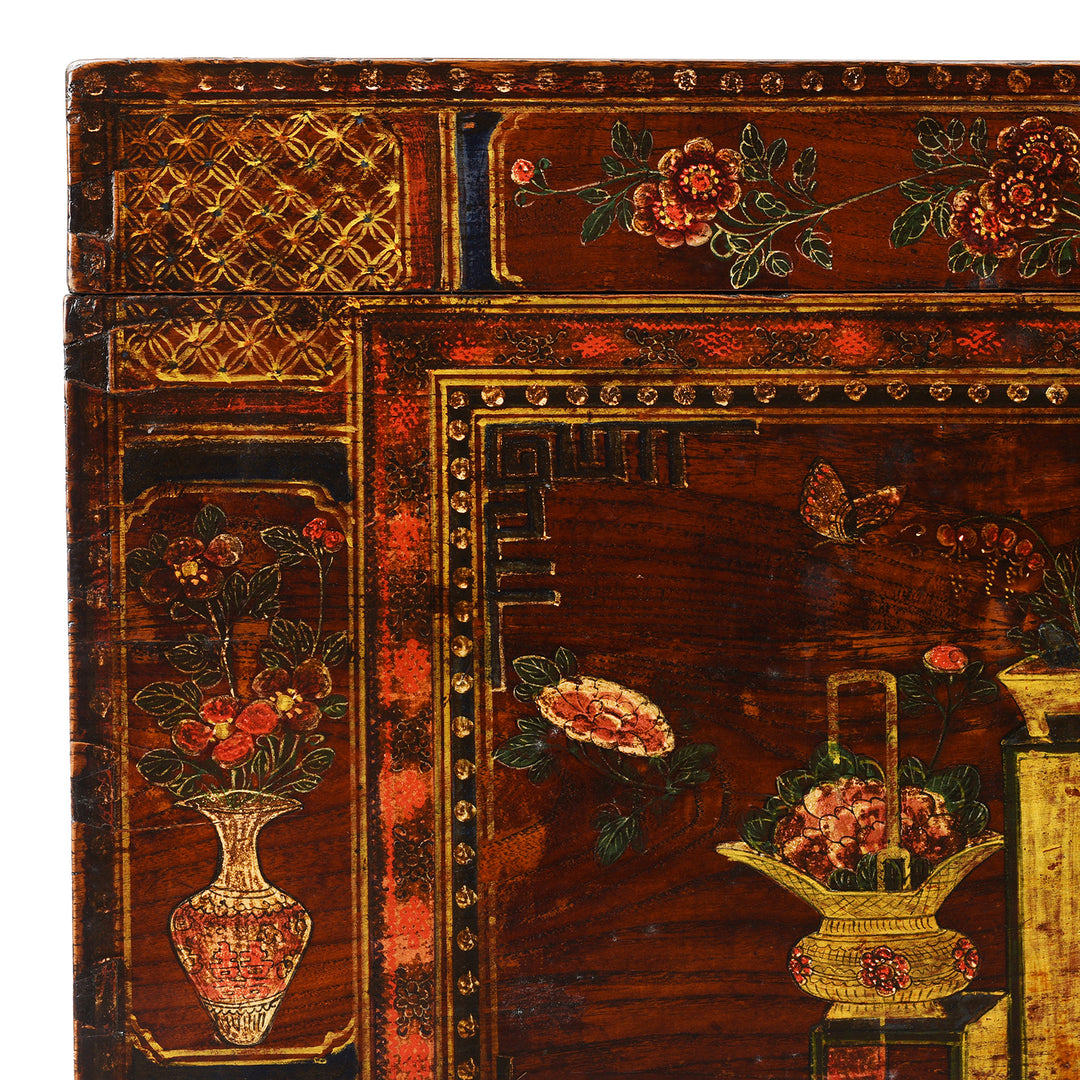 Corner Detail From Antique Chinese Opera Chest From Shanxi | Indigo Antiques
