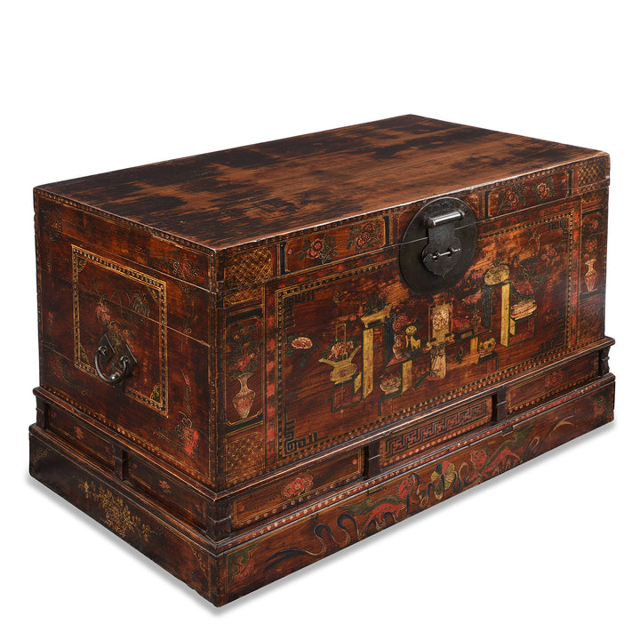 Angled View Of Antique Chinese Opera Chest From Shanxi | Indigo Antiques