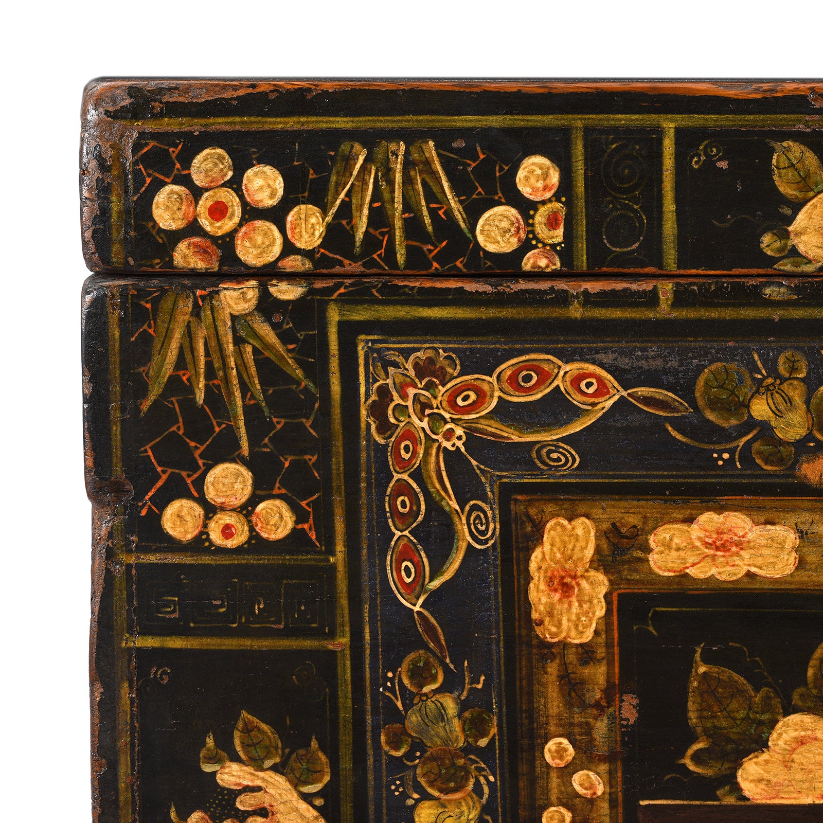 Corner Detail From Antique Chinese Opera Chest From Shanxi | Indigo Antiques