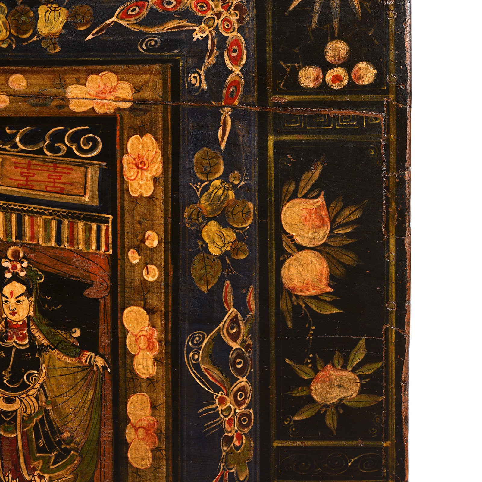 Paintwork Detail From Antique Chinese Opera Chest From Shanxi | Indigo Antiques