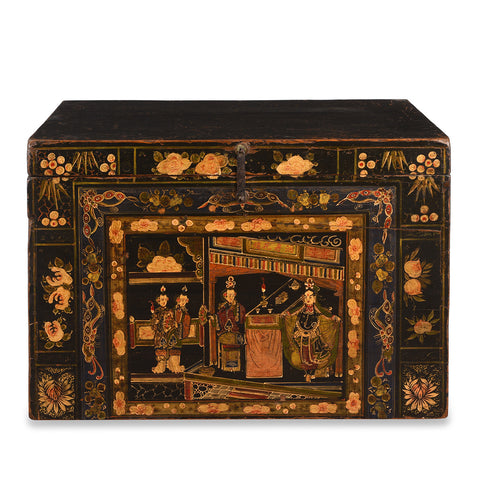 Painted Opera Chest From Shanxi Province - 19th Century