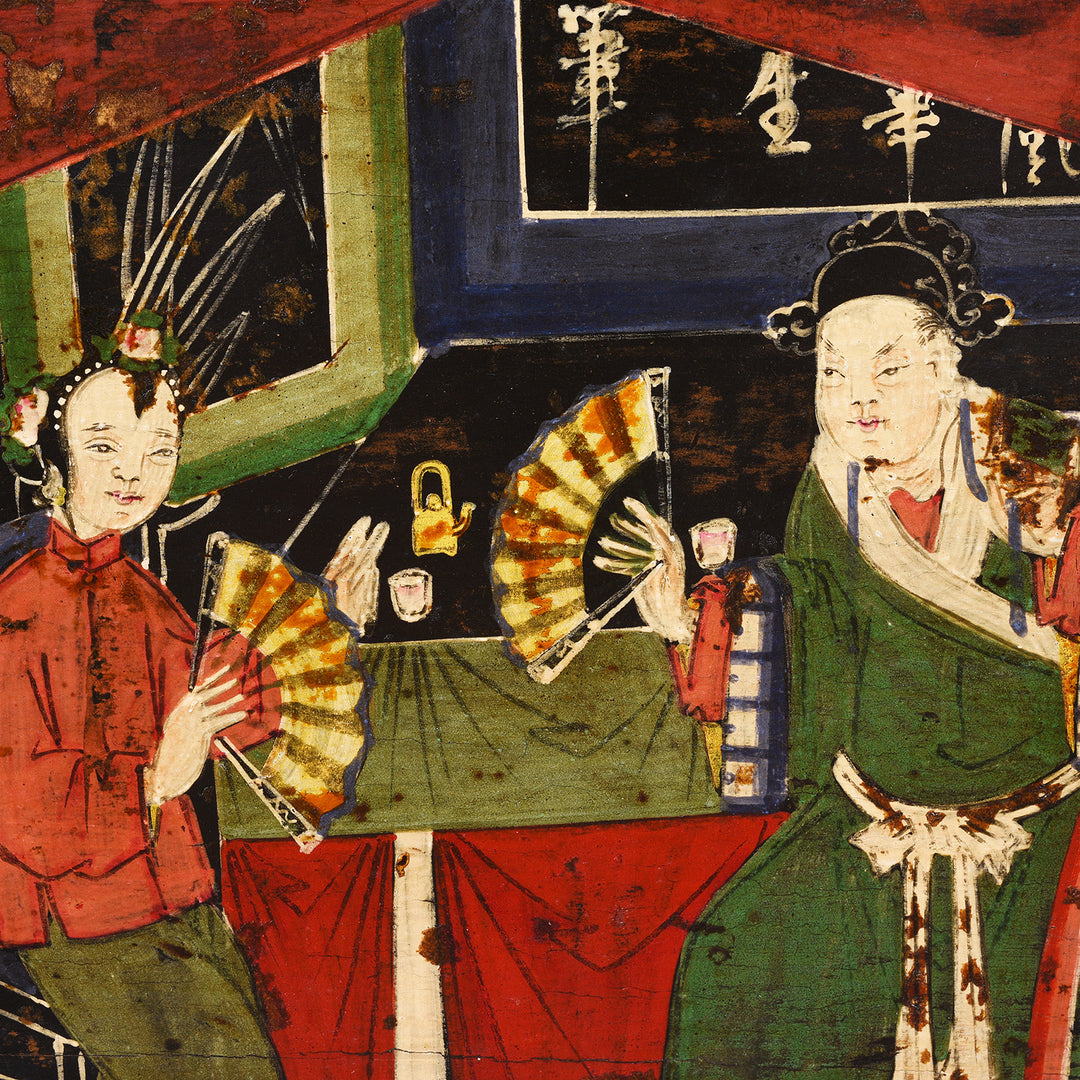 Paintwork Detail From Antique Chinese Opera Chest From Shanxi | Indigo Antiques