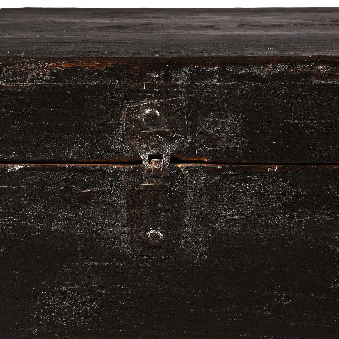 Hinge Detail From Antique Painted Elm Opera Chest From Shanxi Province - 19th Century | Indigo Antiques