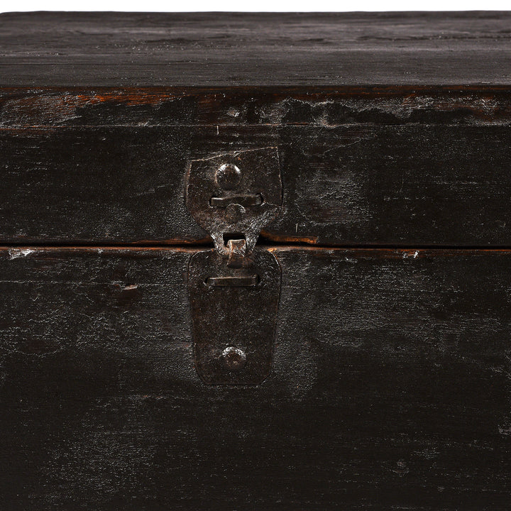 Hinge Detail From Antique Painted Elm Opera Chest From Shanxi Province - 19th Century | Indigo Antiques