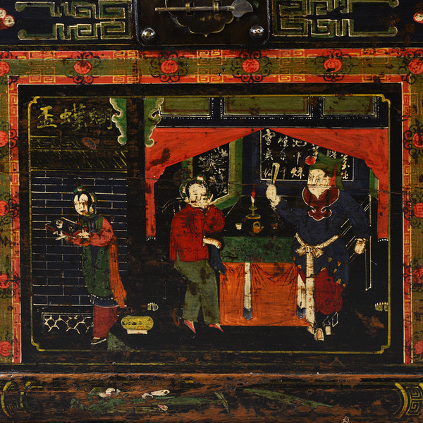 Painted Opera Chest From Shanxi Province - 19th Century