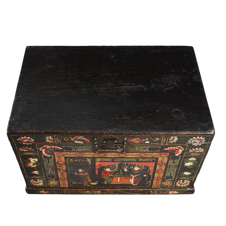 Top Down View Of Antique Painted Elm Opera Chest From Shanxi Province - 19th Century | Indigo Antiques