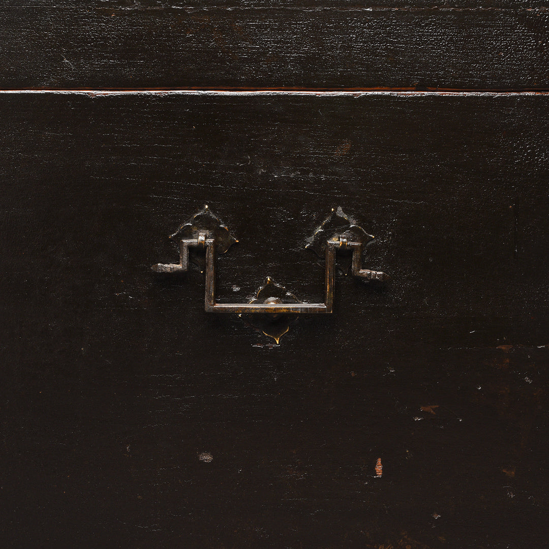 Handle Detail From Antique Painted Elm Opera Chest From Shanxi Province - 19th Century | Indigo Antiques