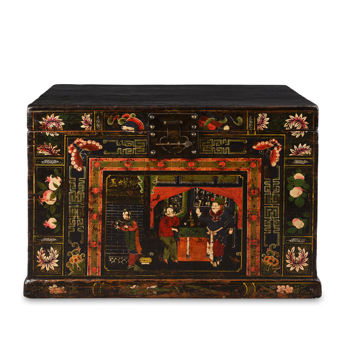 Antique Painted Elm Opera Chest From Shanxi Province - 19th Century | Indigo Antiques