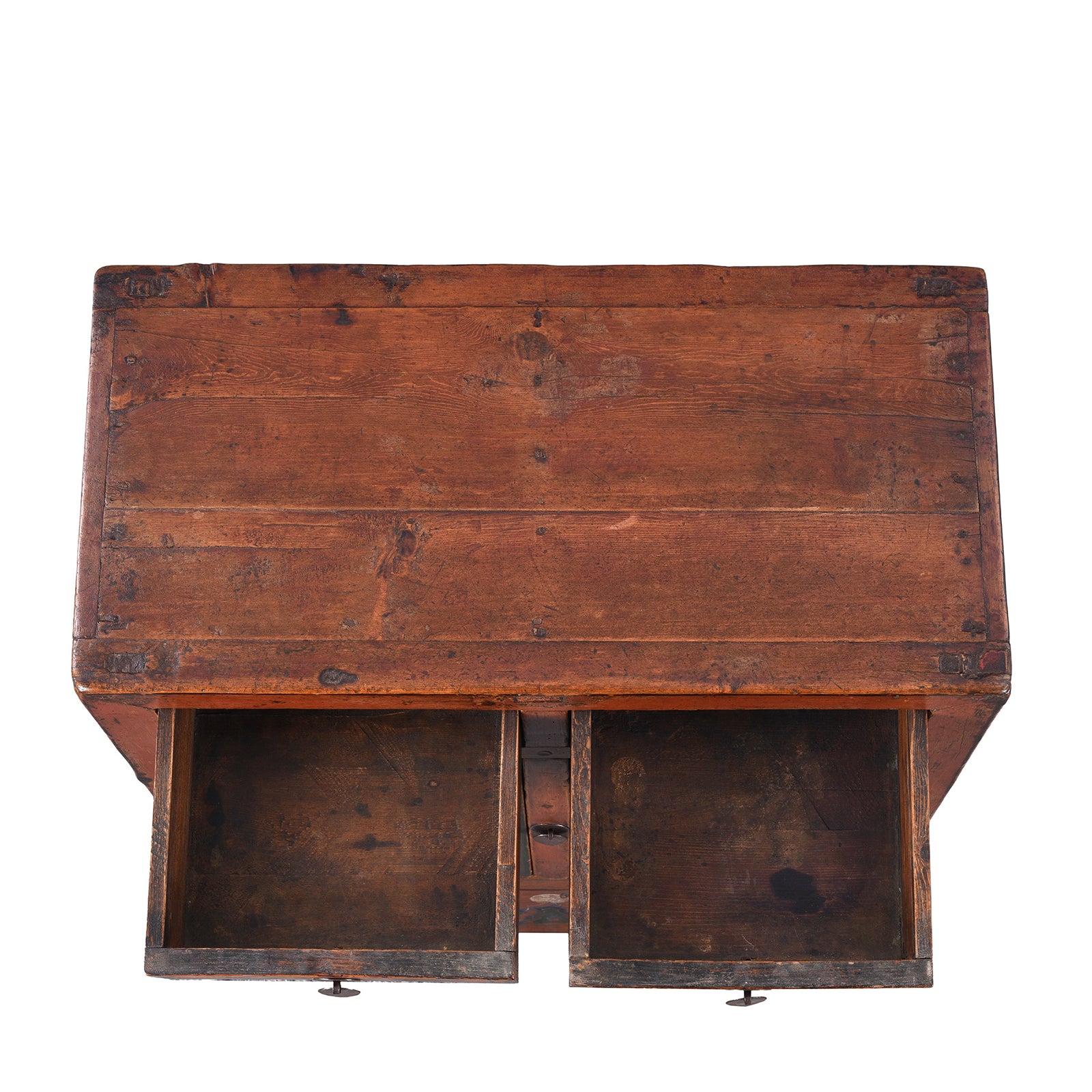 Top Down View Of Antique Painted Mongolian Side Cabinet | Indigo Antiques