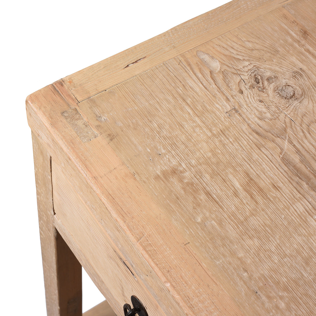 Corner Detail From 4 Drawer Console Table Made From Reclaimed Pine | Indigo Antiques