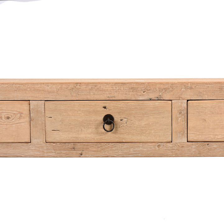 Drawer Detail From 4 Drawer Console Table Made From Reclaimed Pine | Indigo Antiques