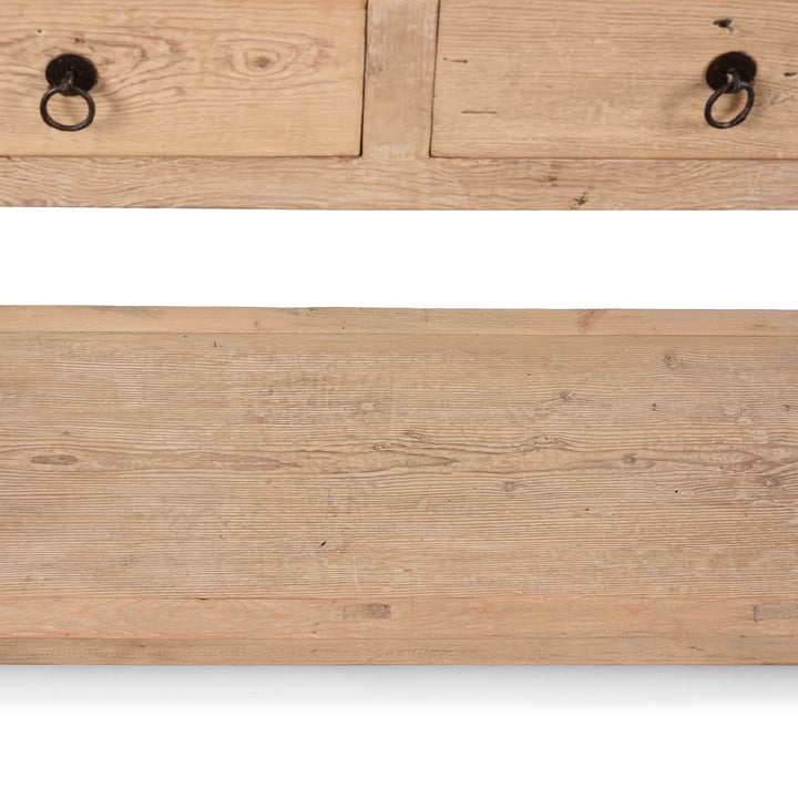 Shelf Detail From 4 Drawer Console Table Made From Reclaimed Pine | Indigo Antiques