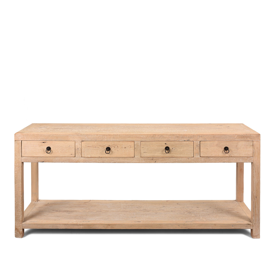 4 Drawer Console Table Made From Reclaimed Pine | Indigo Antiques