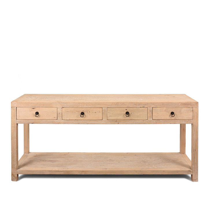 4 Drawer Console Table Made From Reclaimed Pine | Indigo Antiques