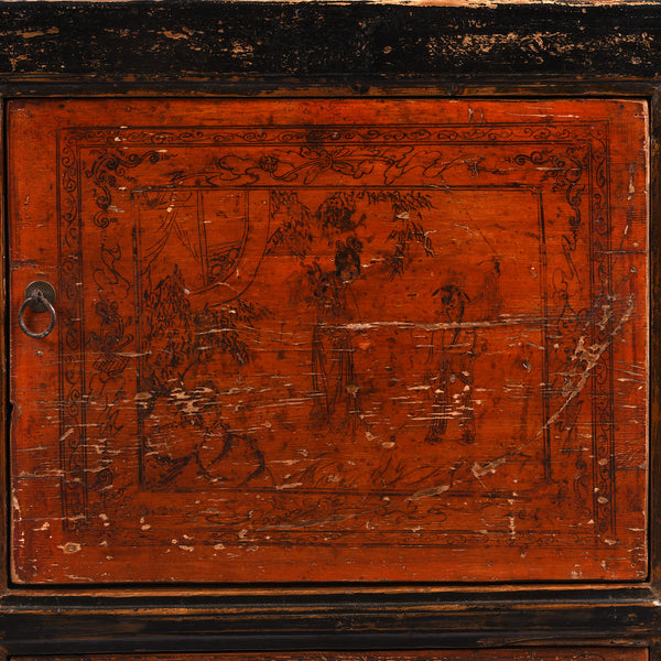 Painted Sideboard From Mongolia - 19th Century