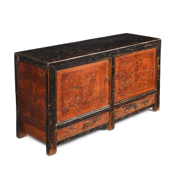Painted Sideboard From Mongolia - 19th Century