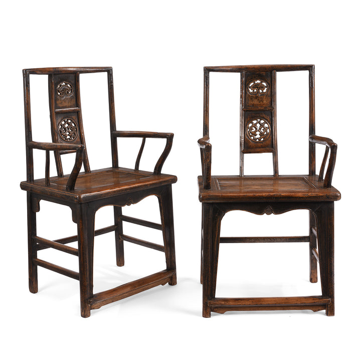 Antique Pair Of Elm Arm Chair From Shanxi Province | Indigo Antiques 
