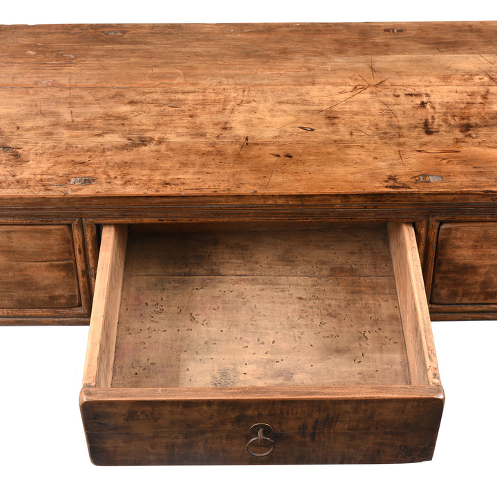 Drawer Detail From Antique Antique Three Drawer Console Table From Shandong - 19th Century | Indigo Antiques