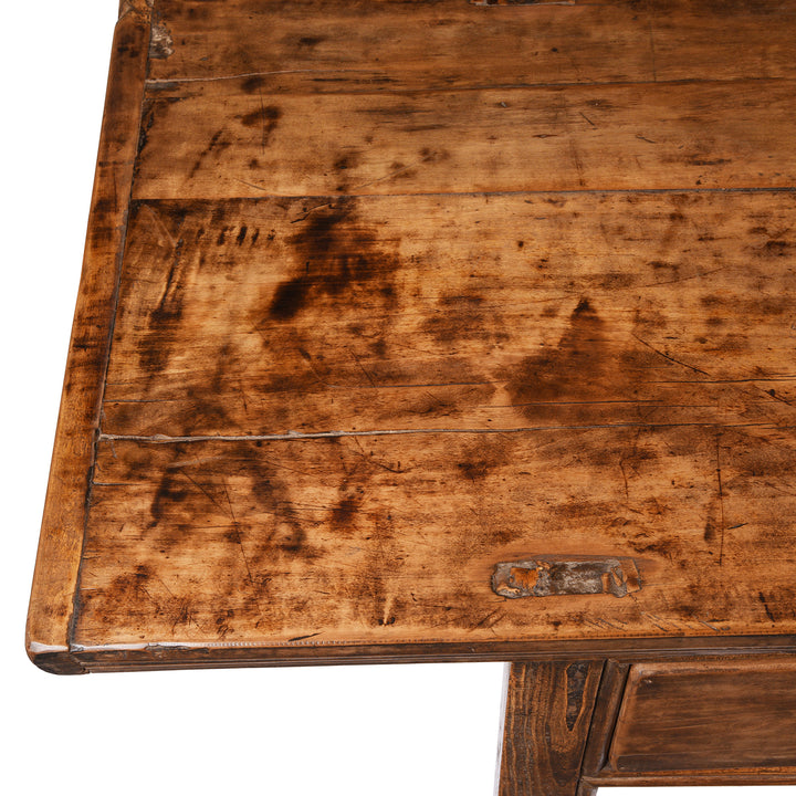 Top Detail From Antique Antique Three Drawer Console Table From Shandong - 19th Century | Indigo Antiques