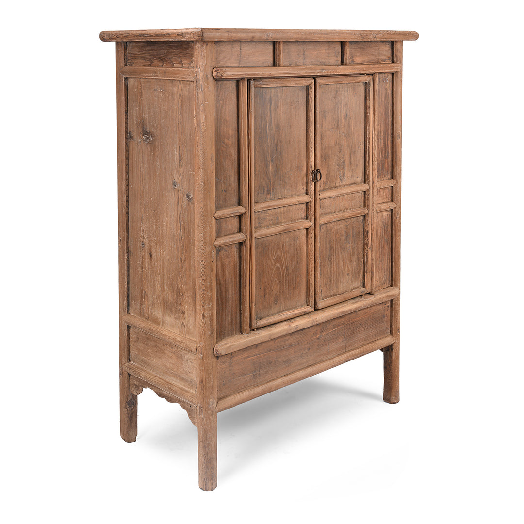 Angled View Of Antique Elm Noodle Cabinet From Tianjin - 19th Century | Indigo Antiques