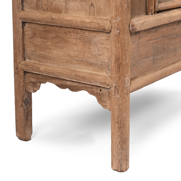 Leg Detail From Antique Elm Noodle Cabinet From Tianjin - 19th Century | Indigo Antiques