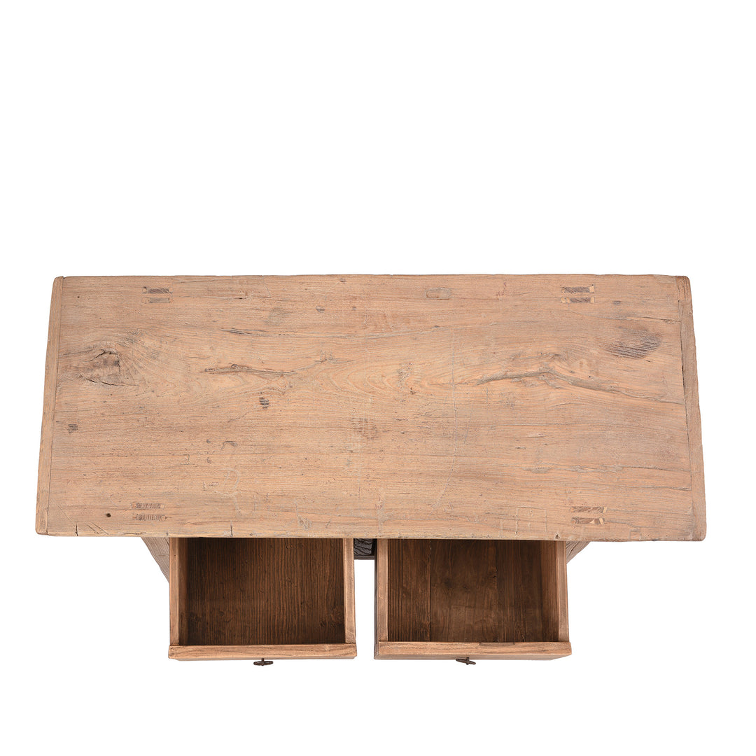 Top Down View Of Antique Two Drawer Chinese Farmhouse Console Table | Indigo Antiques