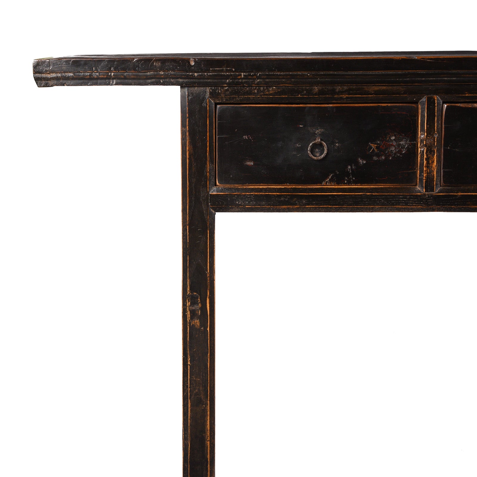 Antique Black Lacquer Console Table With 5 Drawers | Indigo Antiques
