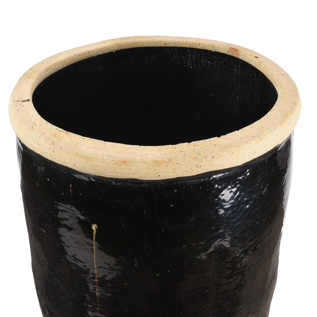 Rim Detail From Black Glazed Terracotta Water Pot From Peking | Indigo Antiques